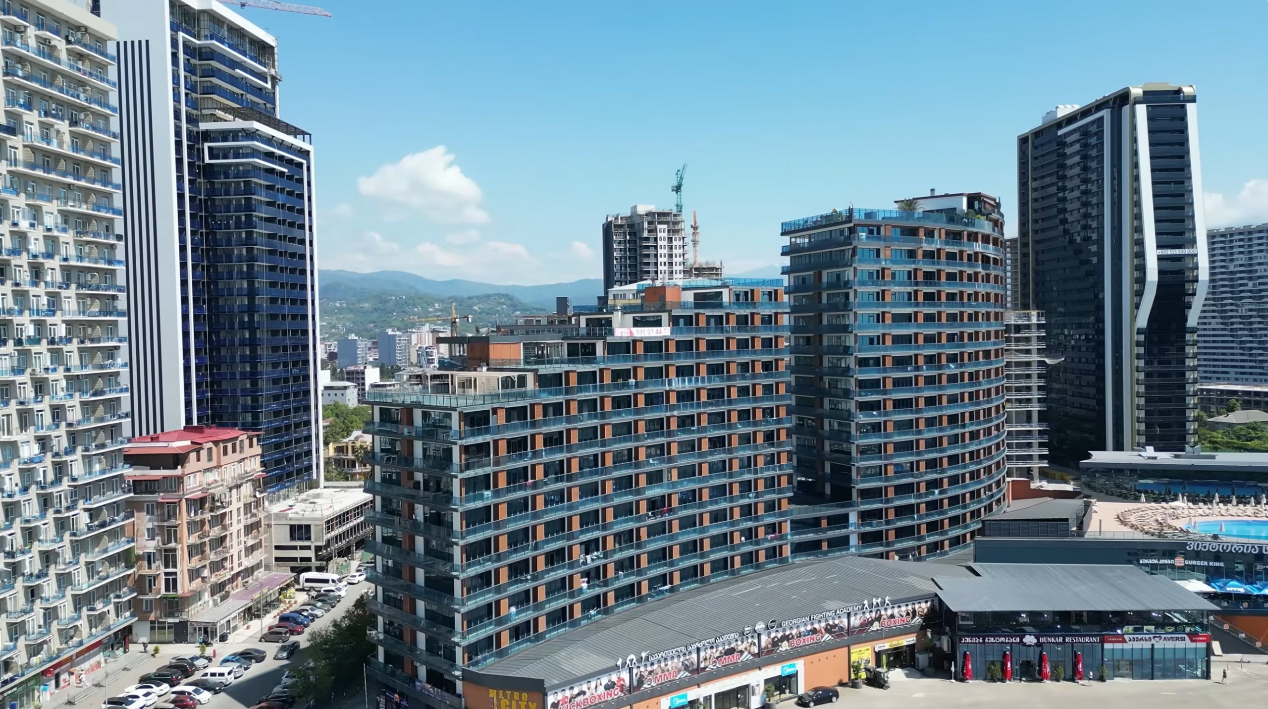 Quiet inner district of Batumi with residential buildings